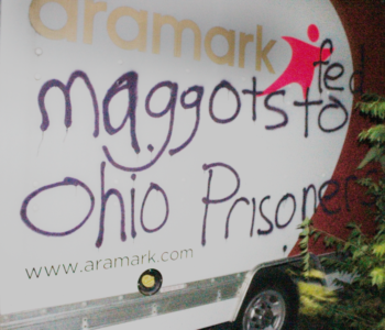 Ohio: Aramark Truck Tagged in Solidarity with Prison Strike