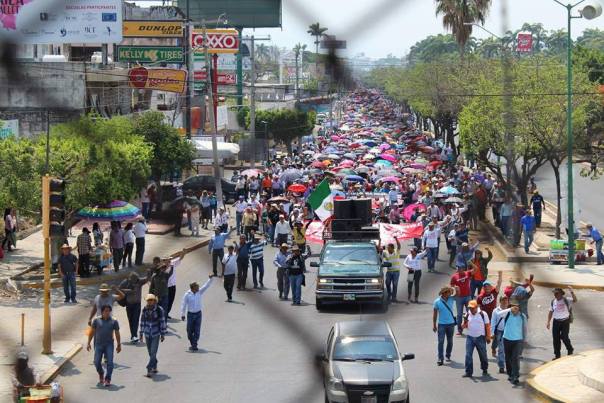 Teachers march in Tuxlta Gutiérrez, Chiapas.