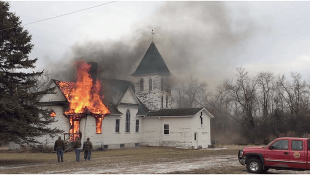 No one was in the church when the fire broke out, and... 